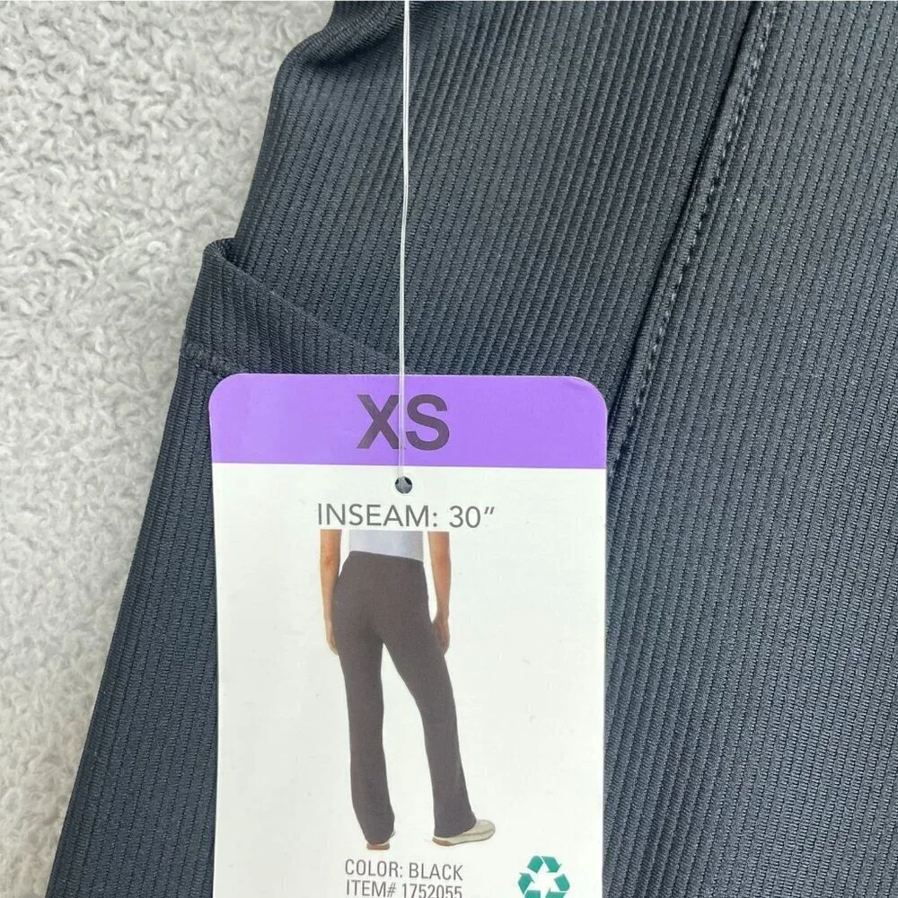 NEW 32 Degrees Cool Women's XS Active Flare Pants Black Ribbed Stretch Pocket